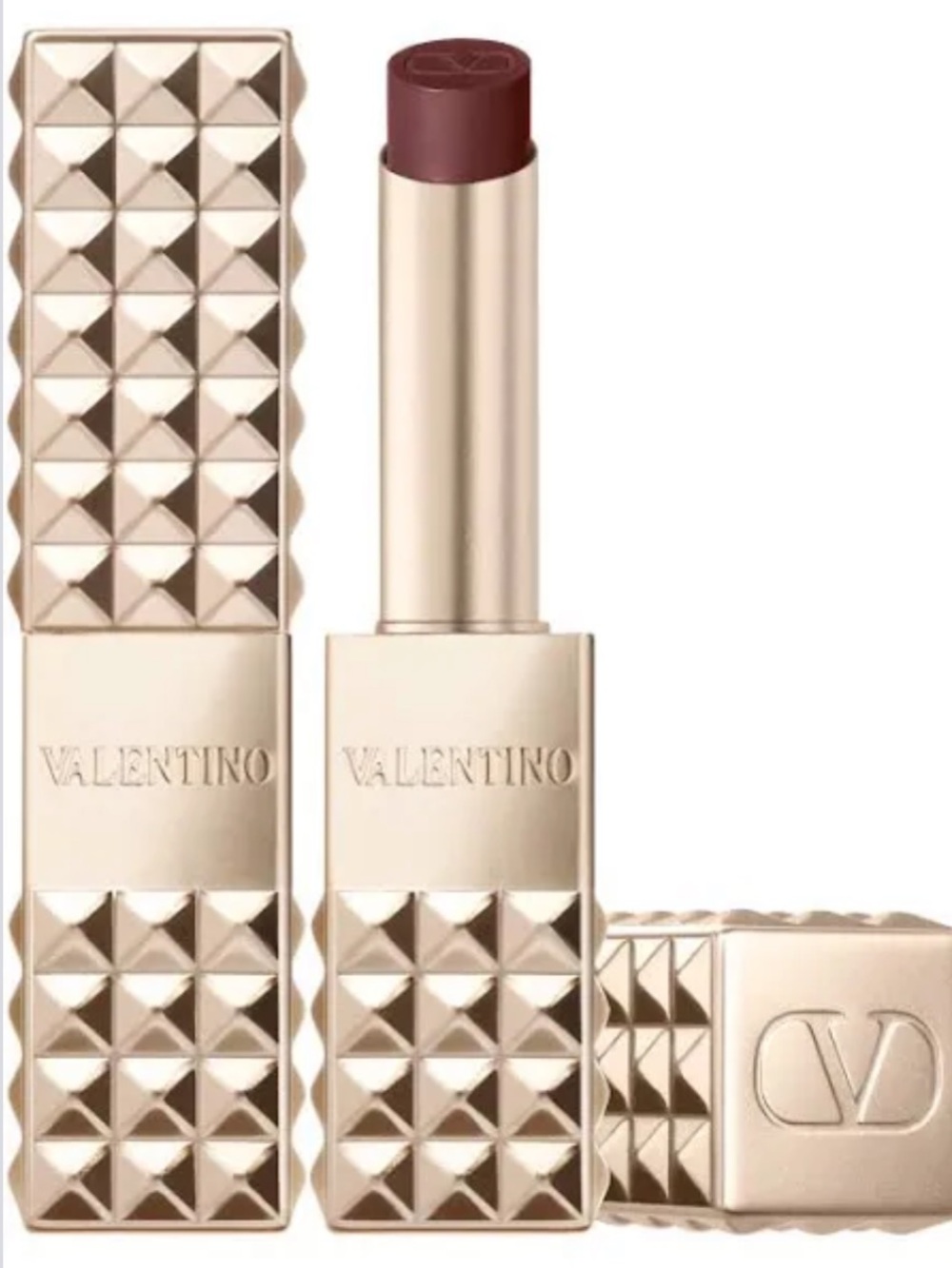 Valentino Studded Matte Lipstick — Deep Burgundy